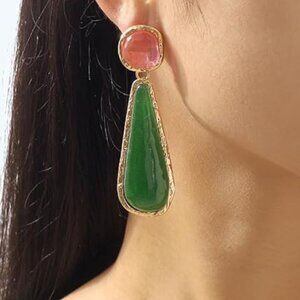 " Prime" Pink and Green Drop Earrings